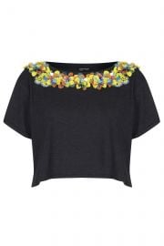 3D Floral Necklace Tee at Topshop