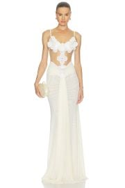 3D Flower Embroidered Mesh Gown at Revolve