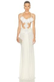 3D Flower Embroidered Mesh Gown at FWRD