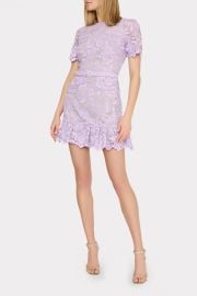 3D Garden Embroidered Lace Mini Dress in Lilac MILLY at Milly