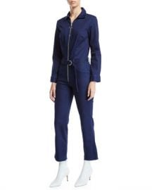 3x1 Valen Zip-Front Belted Denim Jumpsuit at Neiman Marcus