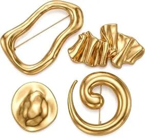 4 PCS Gold Brooches for Women Gold Brooch Unique Designs for Clothing at Amazon