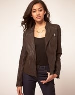 Chocolate leather jacket at Asos