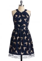 Bird print dress at Modcloth