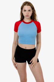 43077 - Baby Rib Short Sleeve Cropped Raglan Los Angeles Apparel at Los Angeles Apparel