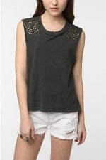 Aria's black studded top at Urban Outfitters