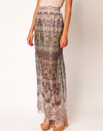 Patterned maxi skirt at Asos