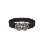 Aria's black and silver belt at Bcbgmaxazria