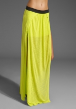 Lime maxi skirt with split at Revolve