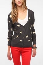 Grey star print cardigan at Urban Outfitters