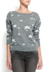 Grey stars sweater at Mango