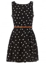 Black polka dot dress at Dorothy Perkins