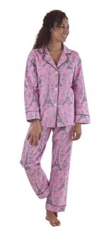 Pink Eiffel Tower print pajamas at Amazon