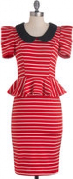 Sugar's red peplum dress at Modcloth