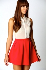 Red mini skirt at Boohoo