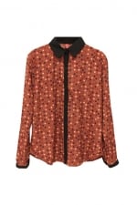 Rust coloured long sleeve blouse at Romwe