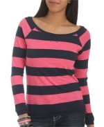 Pink and blue striped longsleeve top at Wet Seal