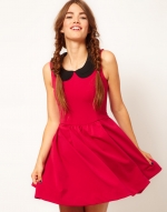 Pink dress with black peter pan collar at Asos