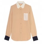 Beige blouse with contrasting collar and pocket at Mytheresa