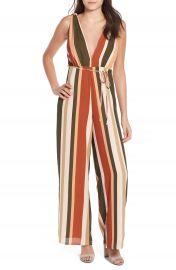 4SI3NNA Stripe Deep V Jumpsuit at Nordstrom