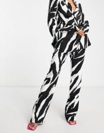 4th Reckless satin pants in zebra print - part of a set at ASOS