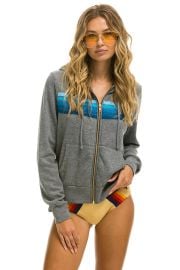 5 STRIPE HOODIE - HEATHER GREY BLUE - Aviator Nation at Aviator Nation