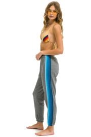 5 STRIPE SWEATPANTS - HEATHER GREY BLUE Aviator Nation at Aviator Nation
