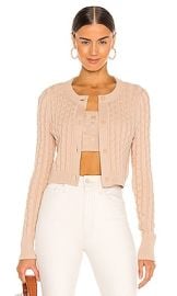 525 Cropped Cable Cardigan in Oat at Revolve