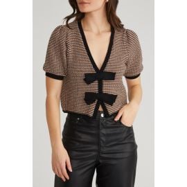 525 Elaine Bow Front Puff Sleeve Cardigan at Nordstrom