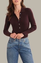 525 Ginny Collar Long Sleeve Henley Top at Nordstrom