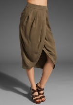 Olive green tulip skirt that Robin wore at Revolve