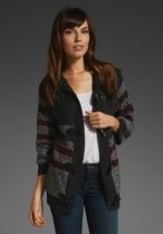 Striped grey black and red cardigan at Revolve