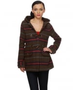 Striped toggle coat at Lulus