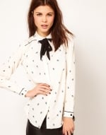 Printed blouse with tie at Asos