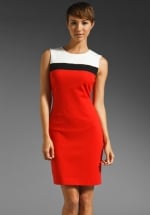 Tina's red and white dress at Revolve