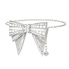 595 Judith Leiber Deco Bow Silver Chain Belt Pearls Crystals One Size eBay at eBay