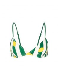 \'BRIGITTE\' LEMON PRINT STRIPE TRIANGLE BIKINI TOP at Lane Crawford