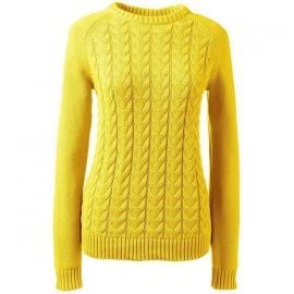 \'Drifter\' Cable Knit Sweater in Sunny Yellow by Lands End at Lands End