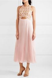 \'Guipure\' Lace and Pleated Midi Dress by Giambattista Valli at Net A Porter