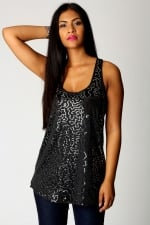 Similar black sequin top at Boohoo