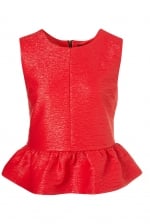 Red peplum top at Topshop