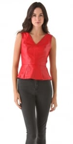 Red leather peplum top at Shopbop