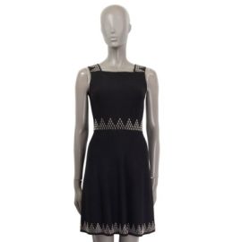 67638 auth ALAIA black viscose STUDDED SLEEVELESS FLARE Dress 38 S eBay at eBay
