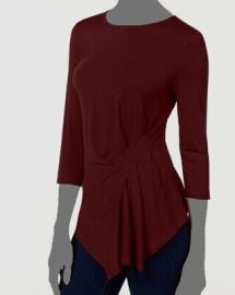 69 Vince Camuto Womenaposs Red Pleated Asymmetric 34-Sleeve T-Shirt Size M eBay at eBay