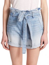 7 For All Mankind - Paperbag-Waist Denim Shorts at Saks Fifth Avenue