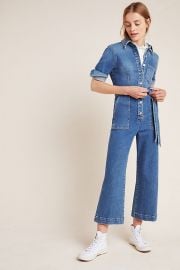 7 For All Mankind Alexa Cropped Denim Jumpsuit at Anthropologie