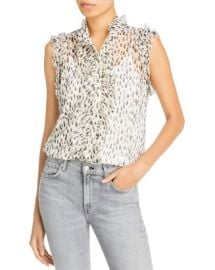 7 For All Mankind Sleeveless Printed Silk Ruffle Neck Blouse    Bloomingdales at Bloomingdales