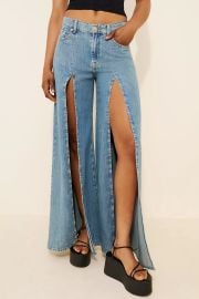 7 For All Mankind Willow Wide Leg Slit Jeans at Anthropologie