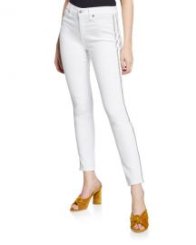 7 for all mankind High-Waist Ankle Skinny Jeans with Silver-Stripe Details at Neiman Marcus