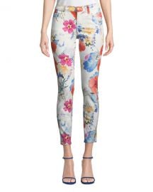 7 for all mankind The Ankle Skinny Mid-Rise Floral-Print Jeans at Neiman Marcus